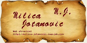 Milica Jotanović vizit kartica